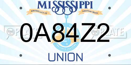 0A84Z2 Mississippi License Plate