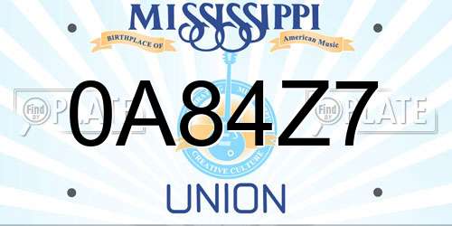 0A84Z7 Mississippi License Plate