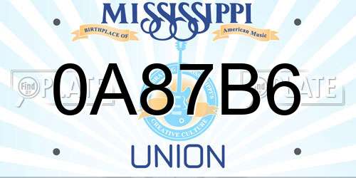 0A87B6 Mississippi License Plate