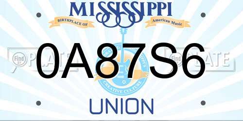0A87S6 Mississippi License Plate
