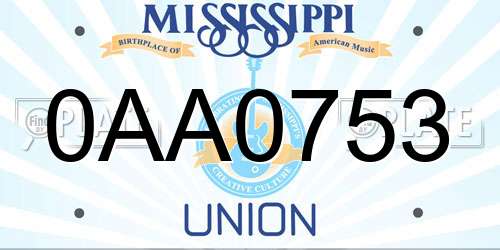 0AA0753 Mississippi License Plate