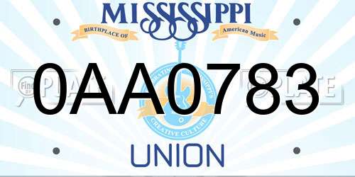 0AA0783 Mississippi License Plate