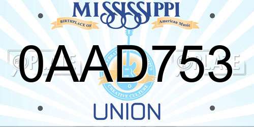 0AAD753 Mississippi License Plate