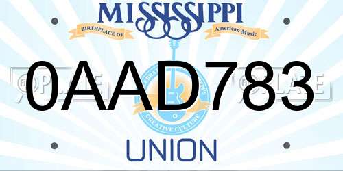 0AAD783 Mississippi License Plate