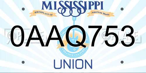 0AAQ753 Mississippi License Plate