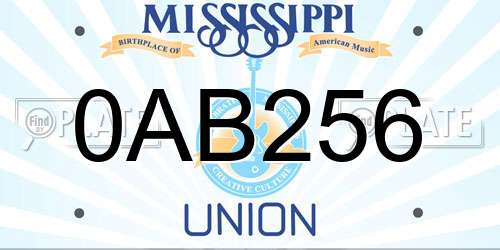 0AB256 Mississippi License Plate