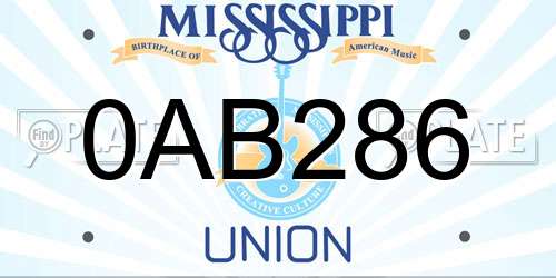 0AB286 Mississippi License Plate