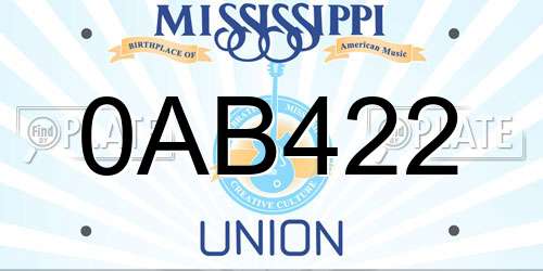 0AB422 Mississippi License Plate