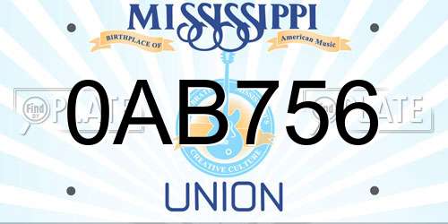 0AB756 Mississippi License Plate