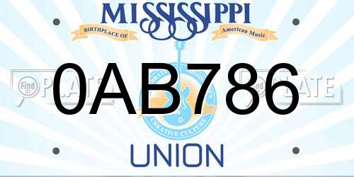 0AB786 Mississippi License Plate