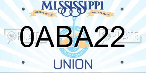 0ABA22 Mississippi License Plate