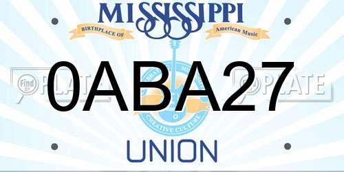 0ABA27 Mississippi License Plate
