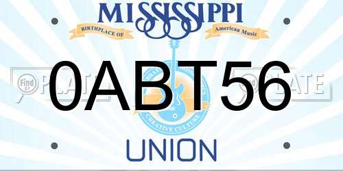 0ABT56 Mississippi License Plate