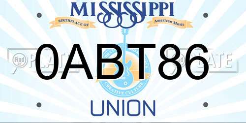 0ABT86 Mississippi License Plate