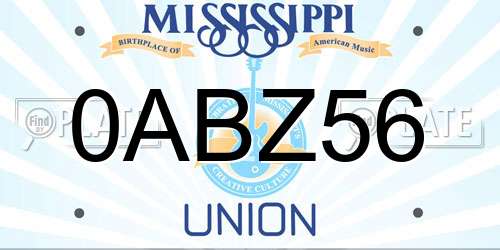 0ABZ56 Mississippi License Plate