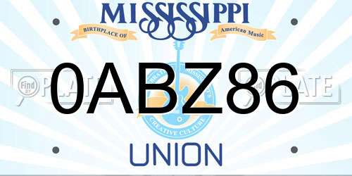0ABZ86 Mississippi License Plate
