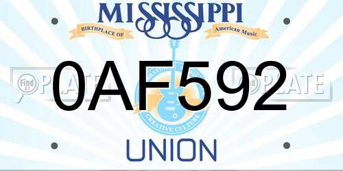 0AF592 Mississippi License Plate