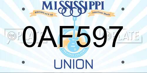 0AF597 Mississippi License Plate
