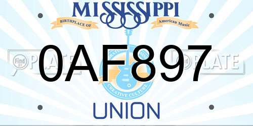 0AF897 Mississippi License Plate