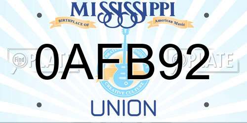 0AFB92 Mississippi License Plate