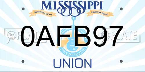 0AFB97 Mississippi License Plate