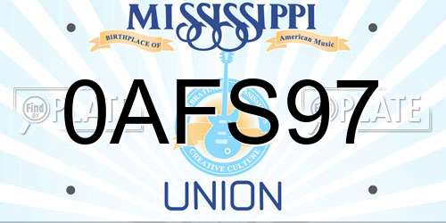 0AFS97 Mississippi License Plate