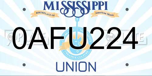 0AFU224 Mississippi License Plate