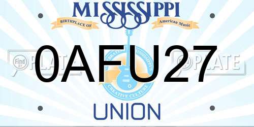 0AFU27 Mississippi License Plate