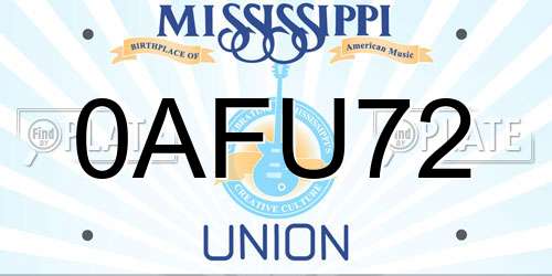0AFU72 Mississippi License Plate