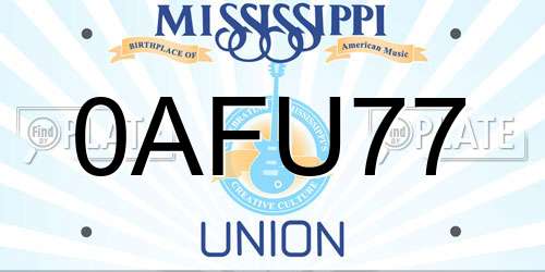 0AFU77 Mississippi License Plate