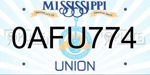 0AFU774 Mississippi License Plate
