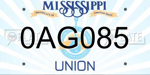 0AG085 Mississippi License Plate