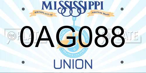 0AG088 Mississippi License Plate