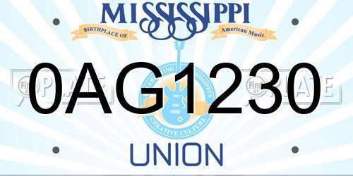 0AG1230 Mississippi License Plate