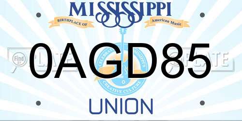 0AGD85 Mississippi License Plate