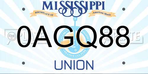 0AGQ88 Mississippi License Plate