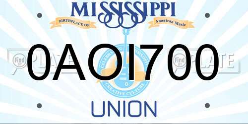 0AOI700 Mississippi License Plate