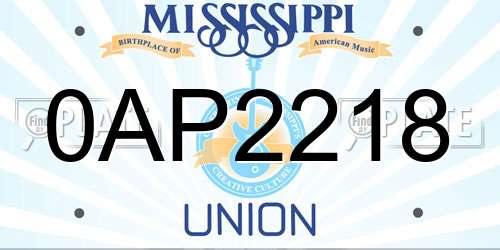 0AP2218 Mississippi License Plate