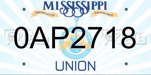 0AP2718 Mississippi License Plate