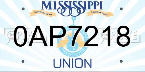 0AP7218 Mississippi License Plate