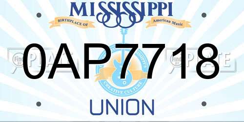 0AP7718 Mississippi License Plate