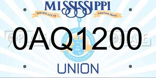 0AQ1200 Mississippi License Plate
