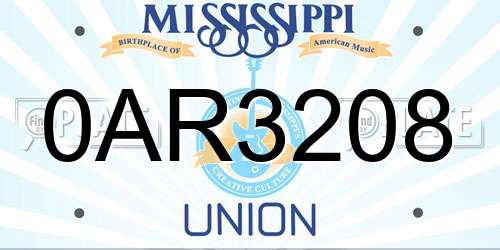 0AR3208 Mississippi License Plate