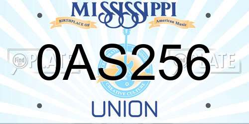 0AS256 Mississippi License Plate
