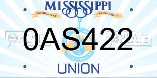 0AS422 Mississippi License Plate