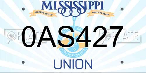 0AS427 Mississippi License Plate