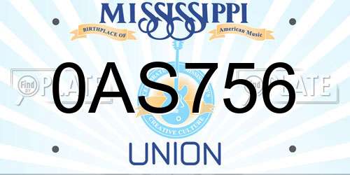 0AS756 Mississippi License Plate