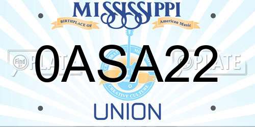0ASA22 Mississippi License Plate