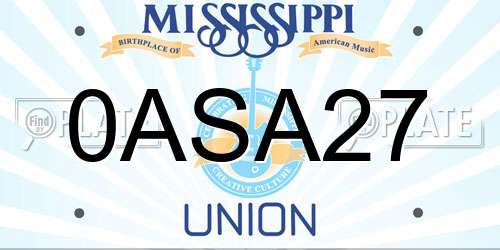 0ASA27 Mississippi License Plate