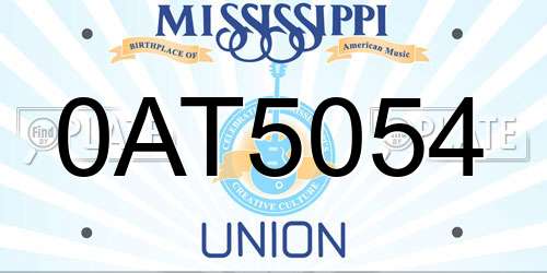 0AT5054 Mississippi License Plate